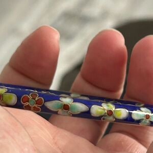 Floral Enamel Bangle cloisonné blue Bracelet